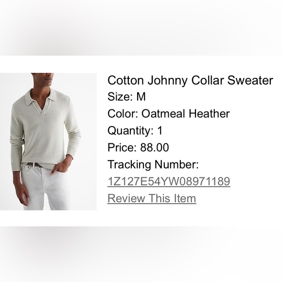 EXPRESS----BRAND NEW W TAGS!--GORGEOUS COTTON JOHNNY COLLAR OATMEAL SWEATER - Picture 2 of 5